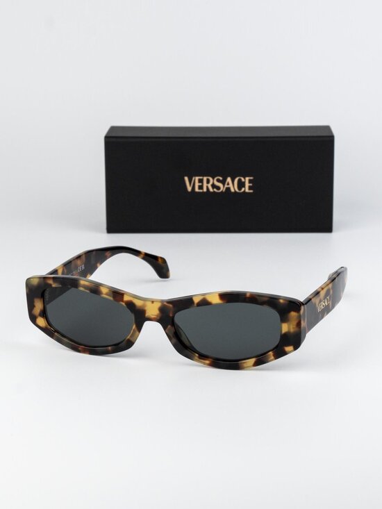 Versace Women Sunglasses Brown Havana Grey Oval VE4487 777/87 NEW AUTHENTIC main image 7